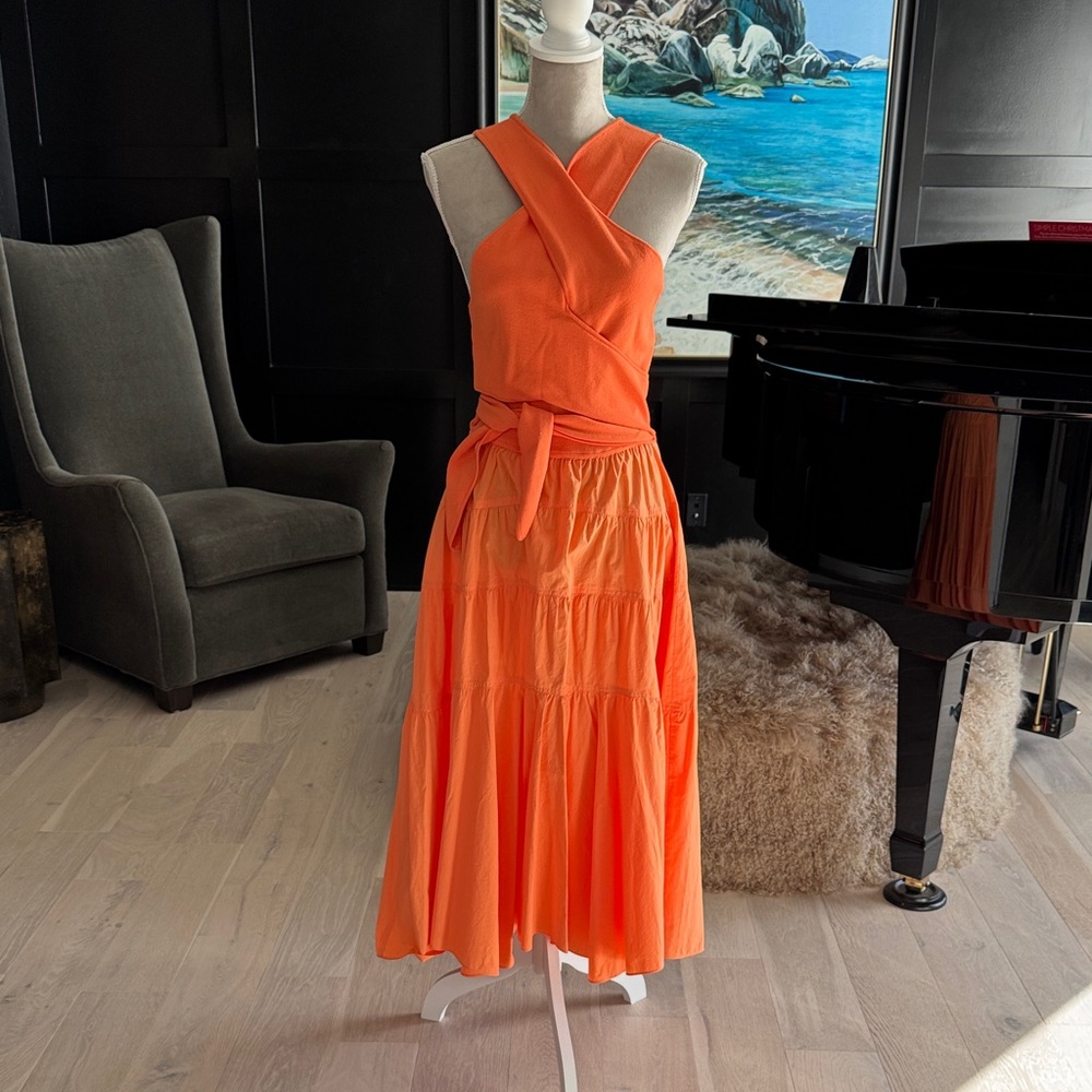 10 Crosby Derek Lam Vibrant Orange Midi Dress